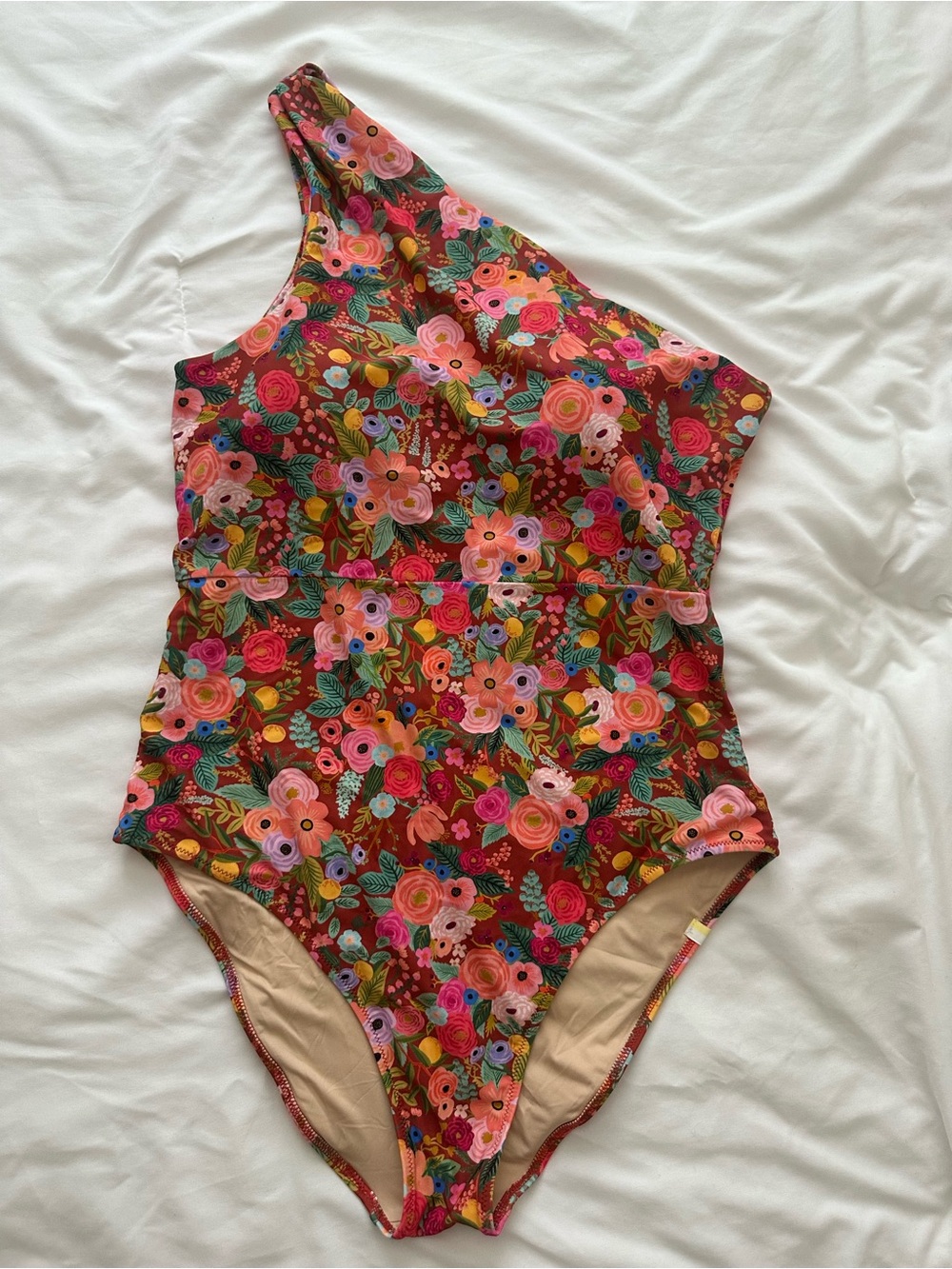 summersalt One-Shoulder Floral Swim One-Piece - Red Multicolor